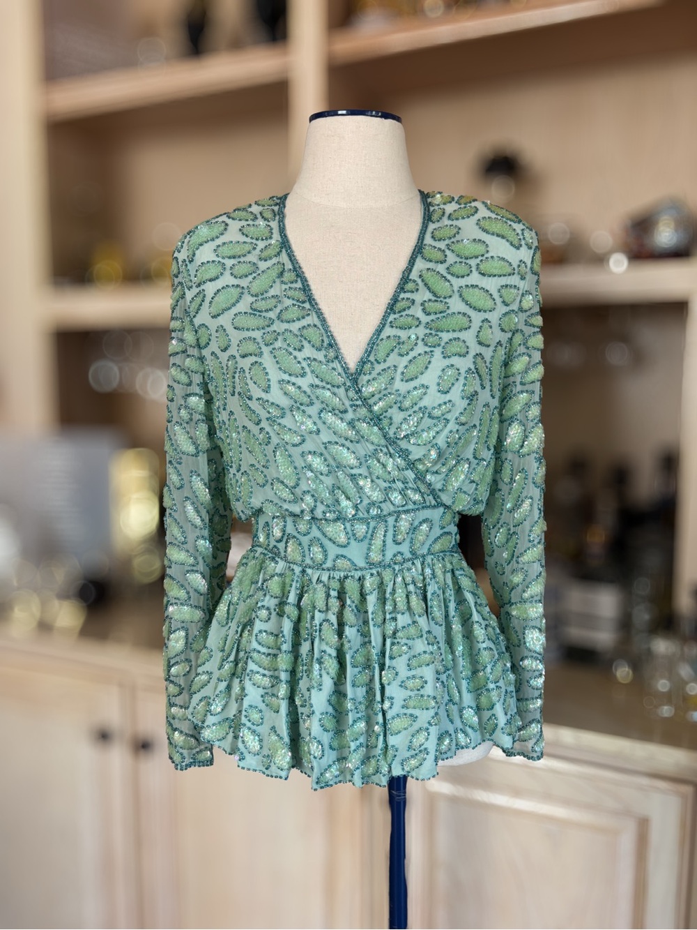 100% Silk Vintage Neiman Marcus Beaded Sequin Cocktail Blouse
